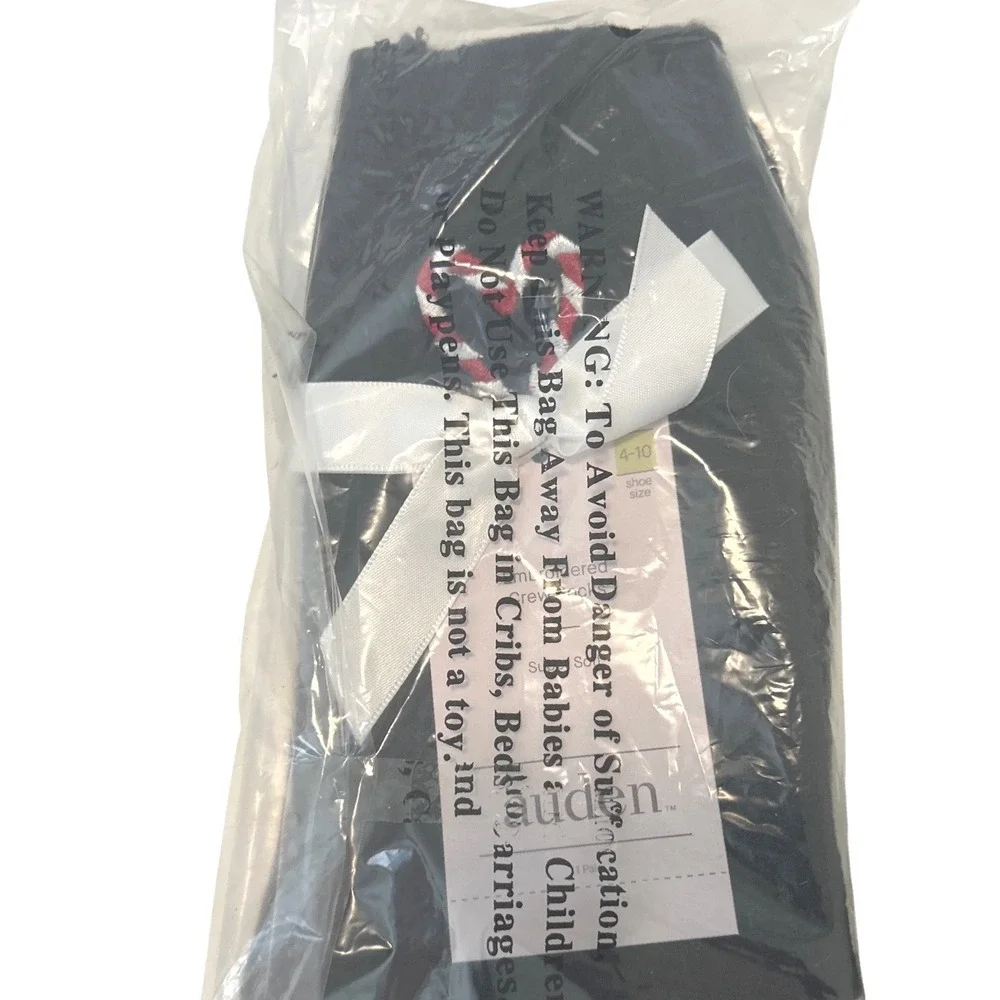 New Auden Black Crew Socks Candy Cane Heart‎ Embroidery Super Soft Women